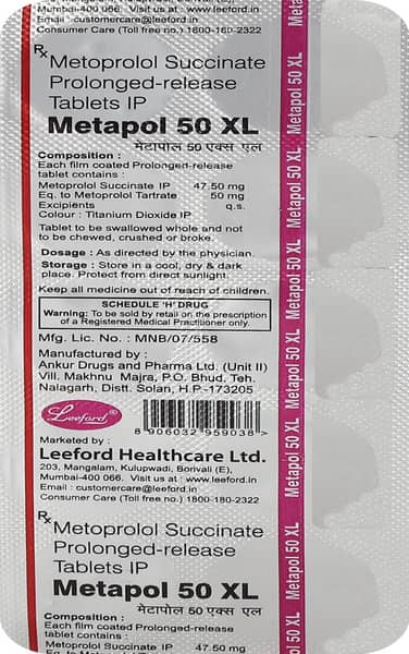 Metapol Xl 50mg Strip Of 10 Tablets