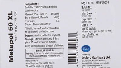 Metapol Xl 50mg Strip Of 10 Tablets