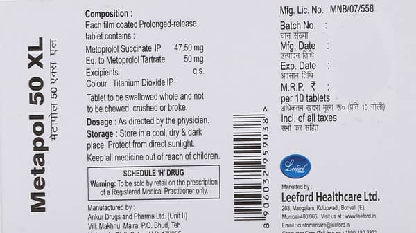 Metapol Xl 50mg Strip Of 10 Tablets