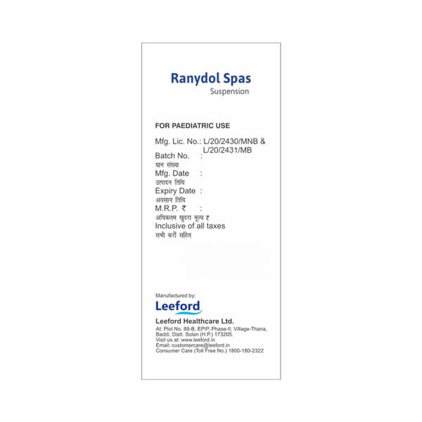 Ranydol Spas Bottle Of 30ml Suspension