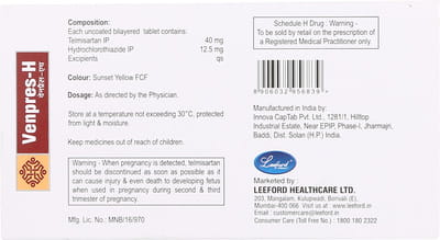 Venpres 40mg H Strip Of 10 Tablets