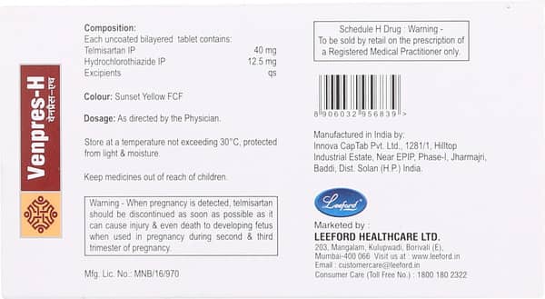 Venpres 40mg H Strip Of 10 Tablets