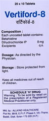 vertiford 8mg tablets