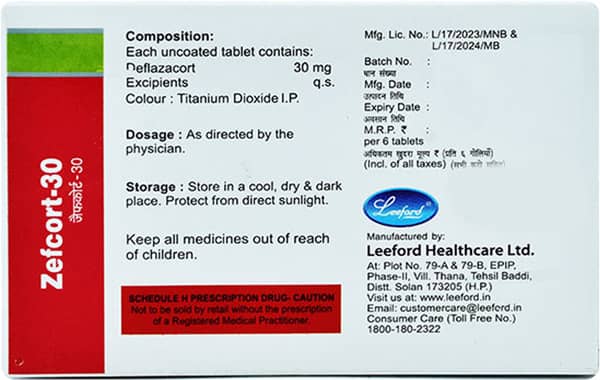Zefcort 30mg Strip Of 6 Tablets
