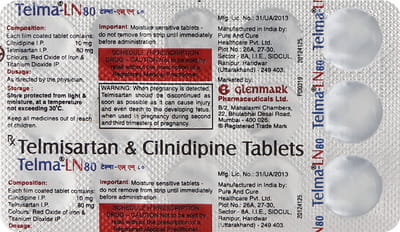 Telma Ln 80mg Strip Of 15 Tablets