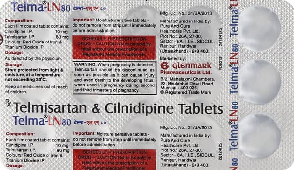 Telma Ln 80mg Strip Of 15 Tablets