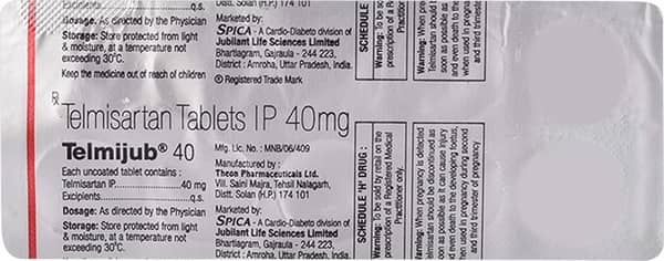 Telmijub 40mg Strip Of 10 Tablets