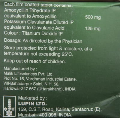 Clavidur 625mg Strip Of 10 Tablets