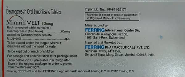 Minirin Melt 60mcg Strip Of 10 Tablets