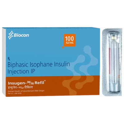 Insugen 30/70 Refil 100iu Cartridge Of 3ml Suspension For Injection