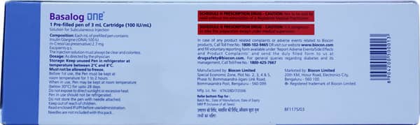 Basalog One 100iu Pre Filled Pen Of 3ml Solution For Injection