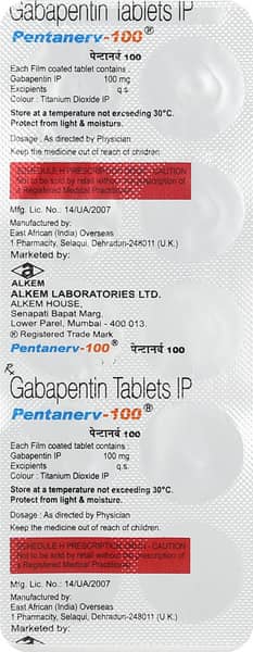 Pentanerv 100mg Strip Of 10 Tablets