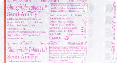 Semi Amaryl 0.5mg Strip Of 30 Tablets