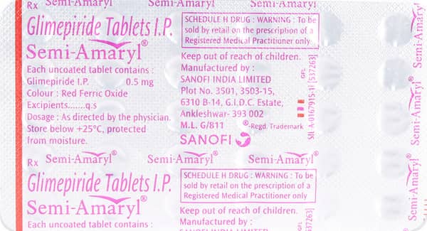 Semi Amaryl 0.5mg Strip Of 30 Tablets
