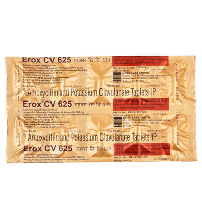 Erox Cv 625 Mg Strip Of 10 Tablets