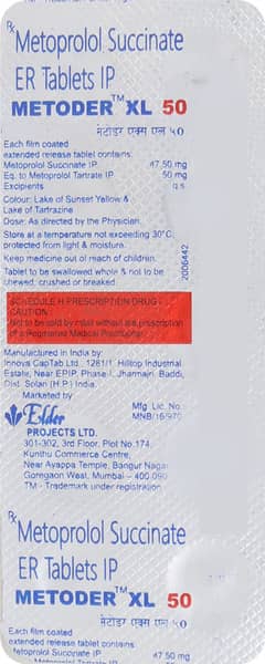 Metoder Xl 50Mg Strip Of 10 Tablets
