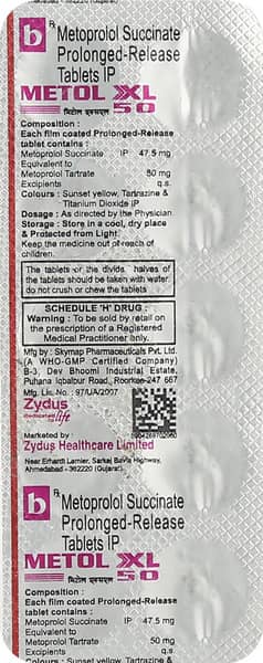 Metol Xl 50Mg Strip Of 10 Tablets