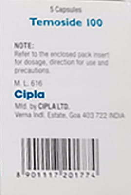 Temoside 100mg Bottle Of 5 Capsules