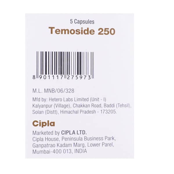Temoside 250Mg Bottle Of 5 Capsules