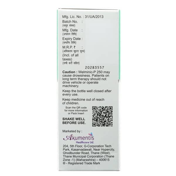 Welminic P 250mg Bottle Of 60ml Suspension