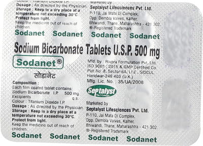 सोडानेट 500एमजी 10 टैबलेट की स्ट्रिप