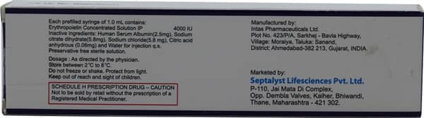 Esa 4000Iu Pre Filled Syringe Of 1Ml Solution For Injection