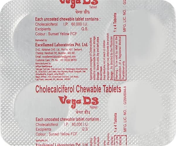 Vega D3 60K Iu Strip Of 4 Tablets