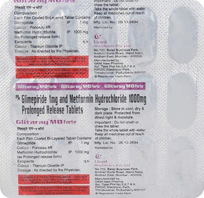 Glitaray M 1mg Forte Strip Of 15 Tablets