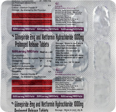 Glitaray M 2mg Forte Strip Of 15 Tablets