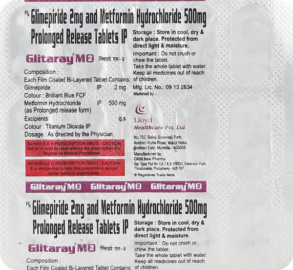 Glitaray M 2mg Strip Of 15 Tablets