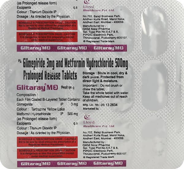 Glitaray M 3mg Strip Of 15 Tablets