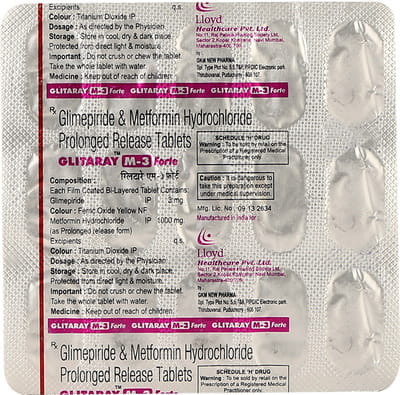 Glitaray M 3mg Forte Strip Of 15 Tablets