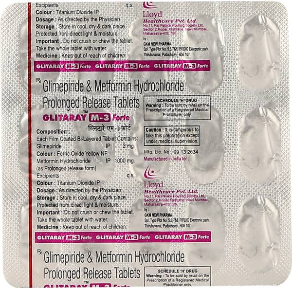 Glitaray M 3mg Forte Strip Of 15 Tablets