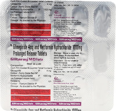 Glitaray M 4mg Forte Strip Of 15 Tablets