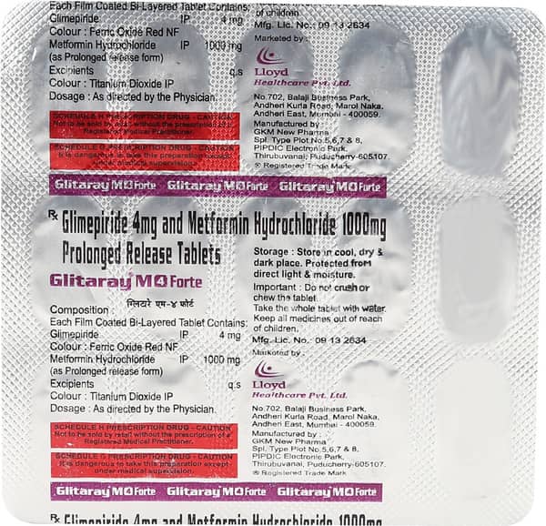Glitaray M 4mg Forte Strip Of 15 Tablets