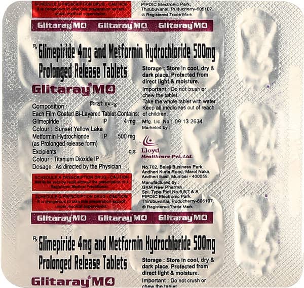 Glitaray M 4mg Strip Of 15 Tablets