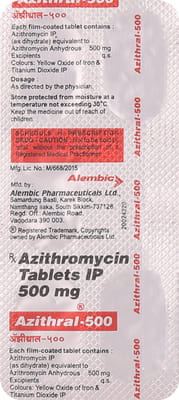 Azithral (Azithromycin) 500mg Strip Of 5 Tablets