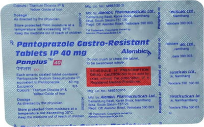 Panplus 40mg Strip Of 15 Tablets