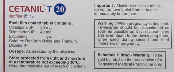 Cetanil T 20/40mg Strip Of 10 Tablets
