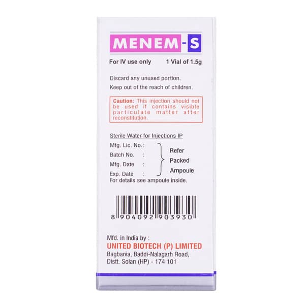 Menem S 1.5Gm Dry Vial Of 1 Powder For Injection