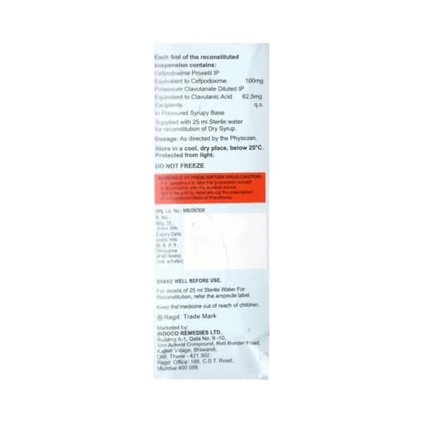 Oxipod Cv 100mg Bottle Of 30ml Dry Syrup