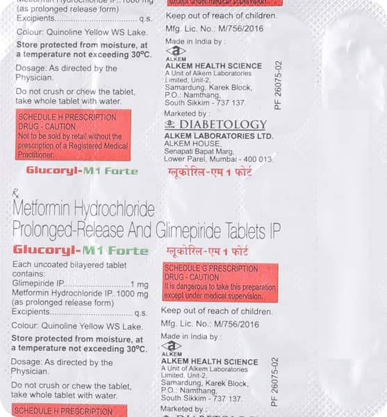 Glucoryl M 1mg Forte Strip Of 15 Tablets