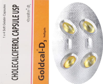 Goldcal D3 60k Strip Of 4 Softgel Capsules