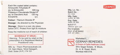 Augmed 625mg Strip Of 6 Tablets