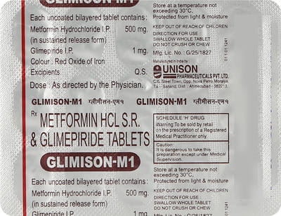 Glimison M 1mg Strip Of 15 Tablets