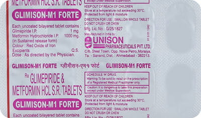 Glimison M 1mg Forte Strip Of 10 Tablets
