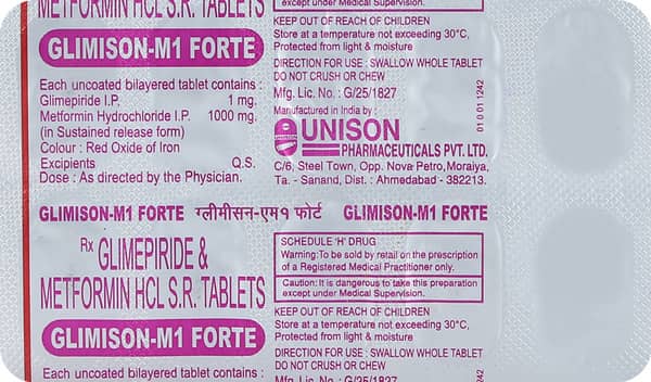 Glimison M 1mg Forte Strip Of 10 Tablets