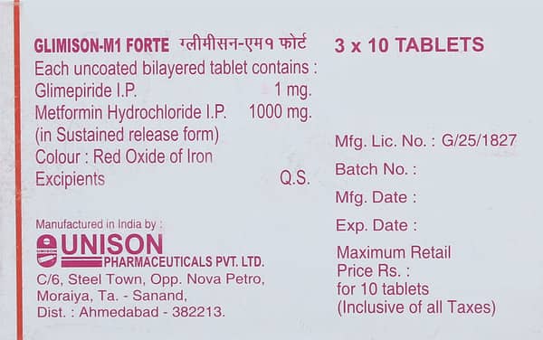 Glimison M 1mg Forte Strip Of 10 Tablets