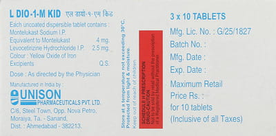L Dio 1 M Kid Strip Of 10 Tablets