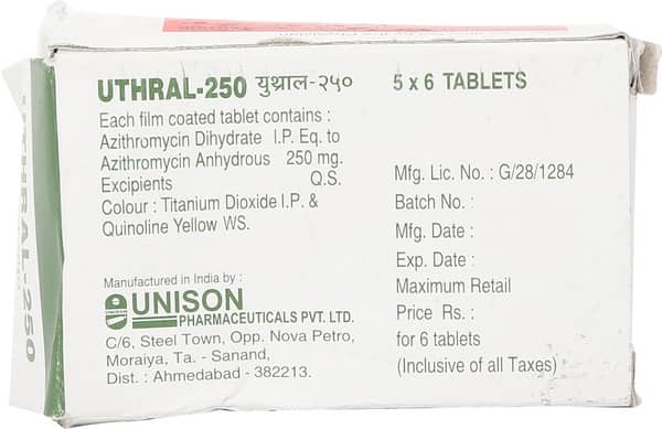 युथ्रल 250एमजी की स्ट्रिप 6 टैबलेट्स